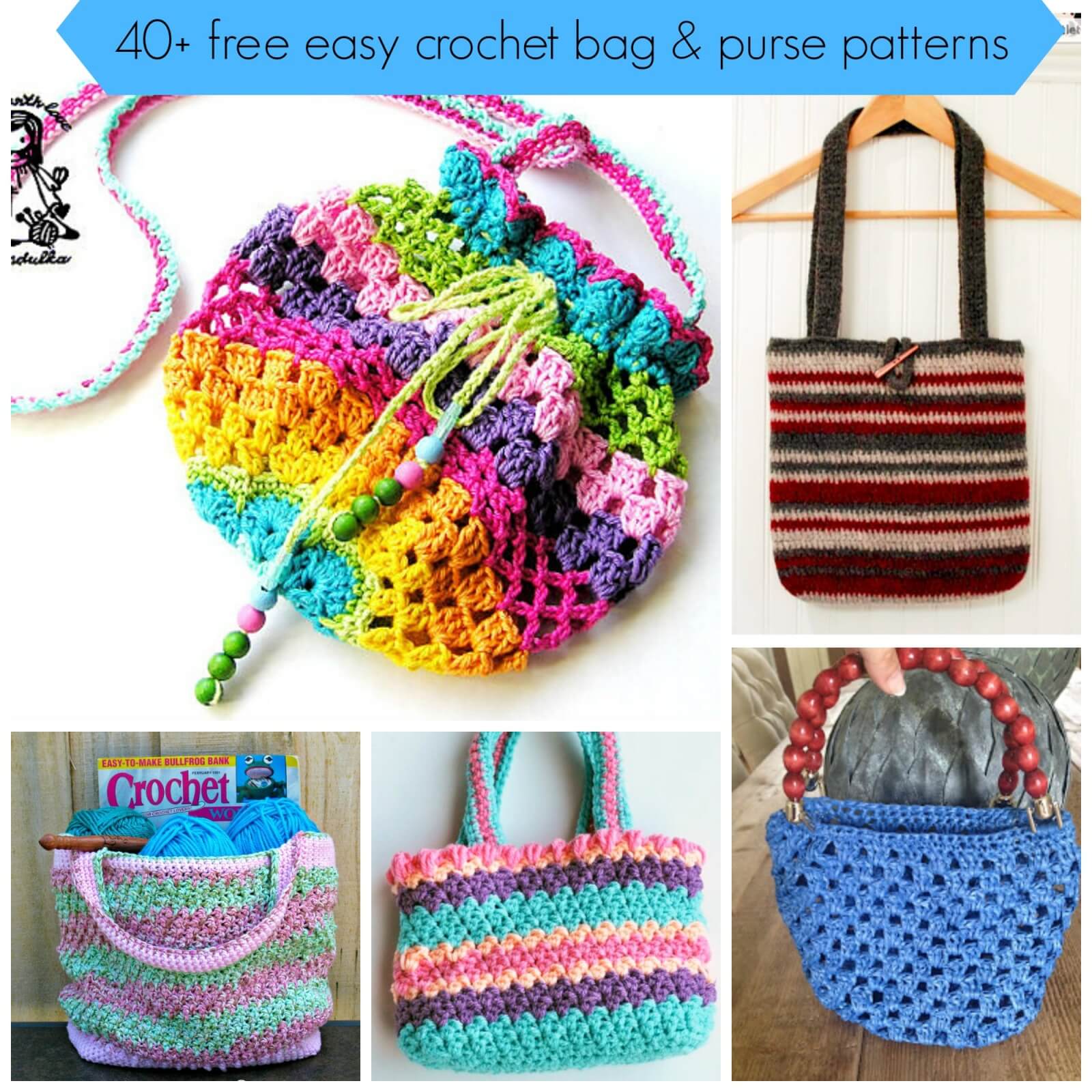 40 free easy crochet bag  purse patterns