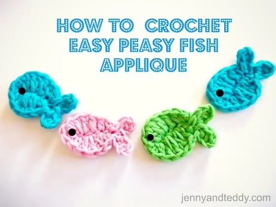 easy crochet fish applique free pattern.