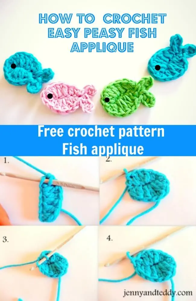 free crochet pattern fish applique