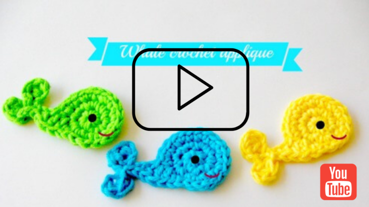 how to crochet a mini whale applique free pattern with video.