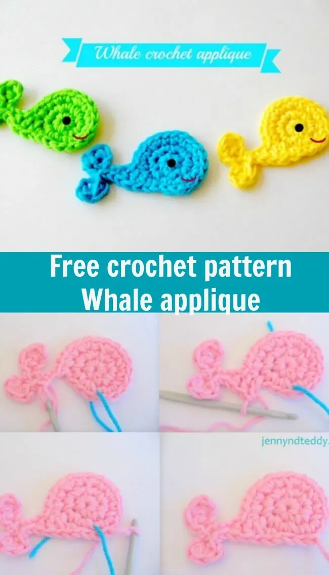 free crochet pattern whale applique