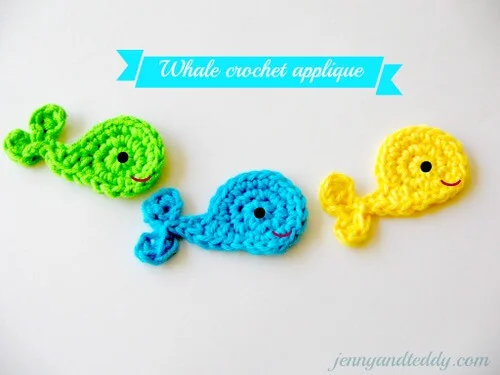 whale crochet applique free pattern step by step video.