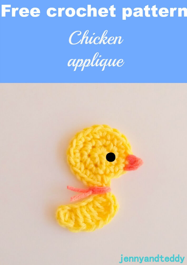 free crochet pattern chicken applique by jennyandteddy