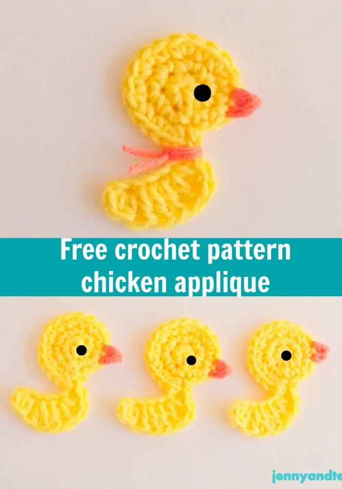 free crochet pattern chicken applique by jennyandteddy