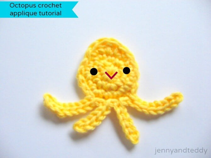 octopus crochet applique free pattern with video tutorial.