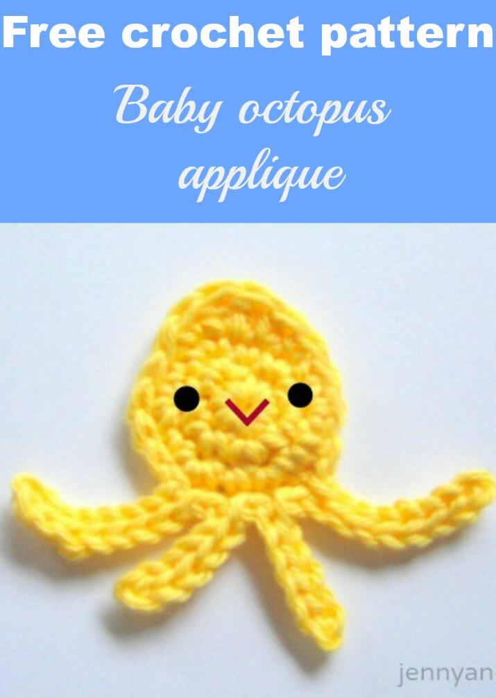 free crochet pattern by octopus squaid applique by jennyandteddy