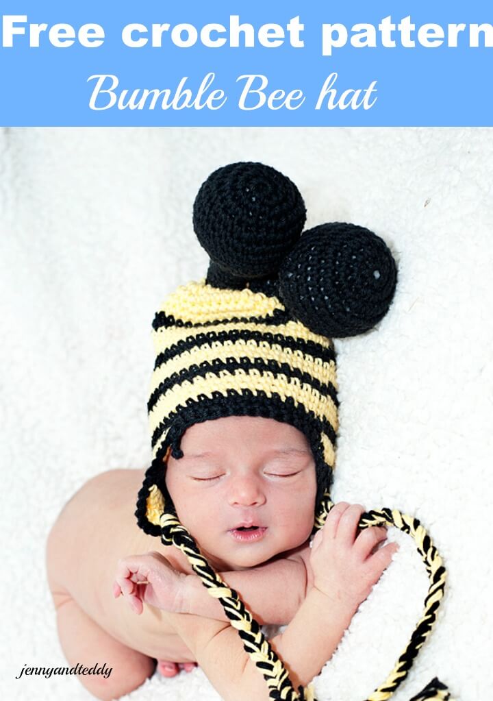 bee crochet hat free pattern by jennyandteddy