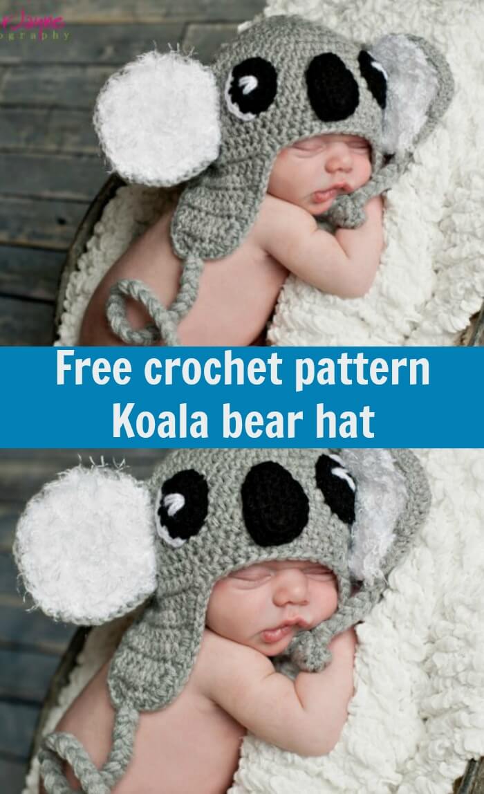 free crochet pattern Koala bear hat by jennyandteddy