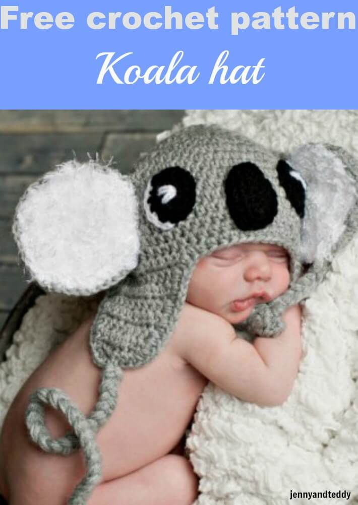 free crochet pattern koala hat by jennyandteddy