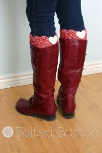 2. easy crochet heart boot cuff pattern