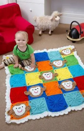 19.baby monkey blanket crochet beginner how to tutorial