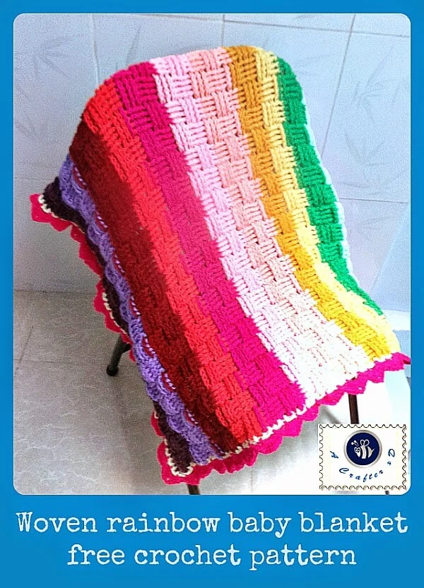 20.woven free crochet baby blanket rainbow summer pattern