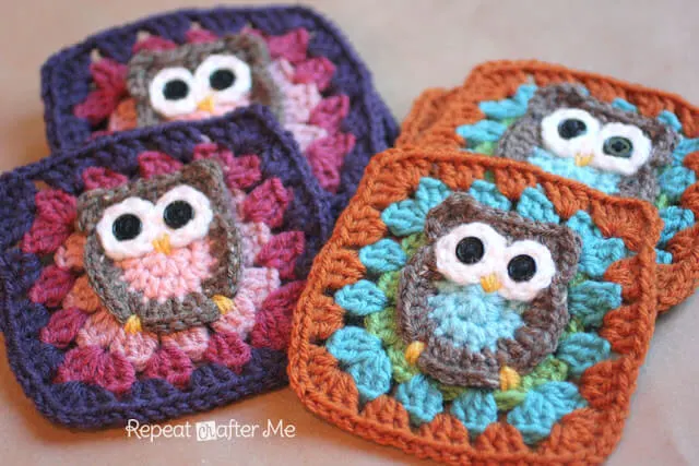 21.crochet free OwlGrannySquare for beginner easy1