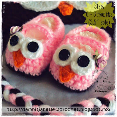 3.easy owls crochet baby booties free pattern