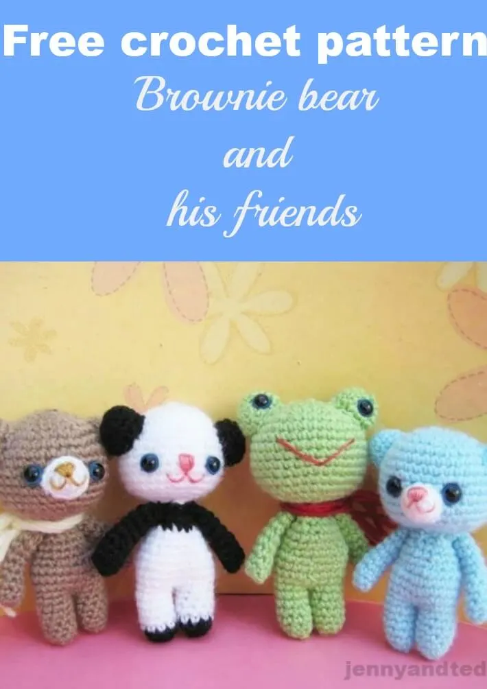 free crochet pattern brownie bear and his friend amigurumi by jennyandteddy