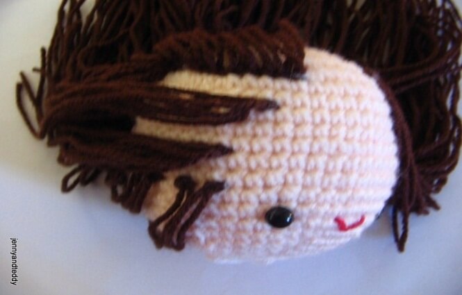 crocheting ballerina doll hair.