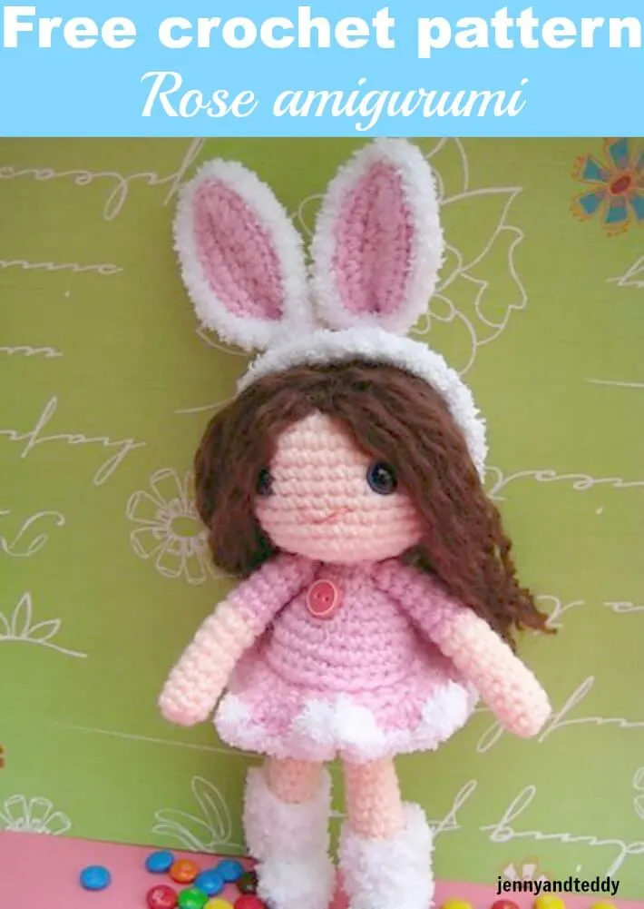 rose crochet doll girl amigurumi free crochet pattern by jennyandteddy