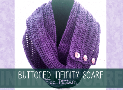 2. free crochet buttoned infinityscarf