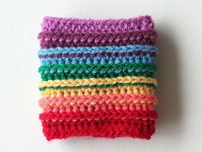 free easy Crochet a Rainbow Cup Cozy Pattern