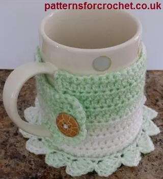 Free easy crochet pattern coaster mug cosy