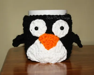 free easy Mr. Penguin Mug Cozy free crochet pattern