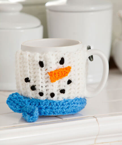 free easy Snowman Mug Hug Crochet pattern