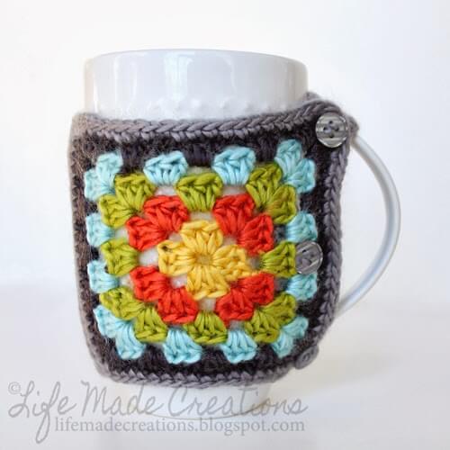 free easy granny coffee cozy crochet pattern