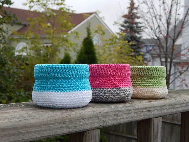 Colorful Crochet Bowls Free Pattern