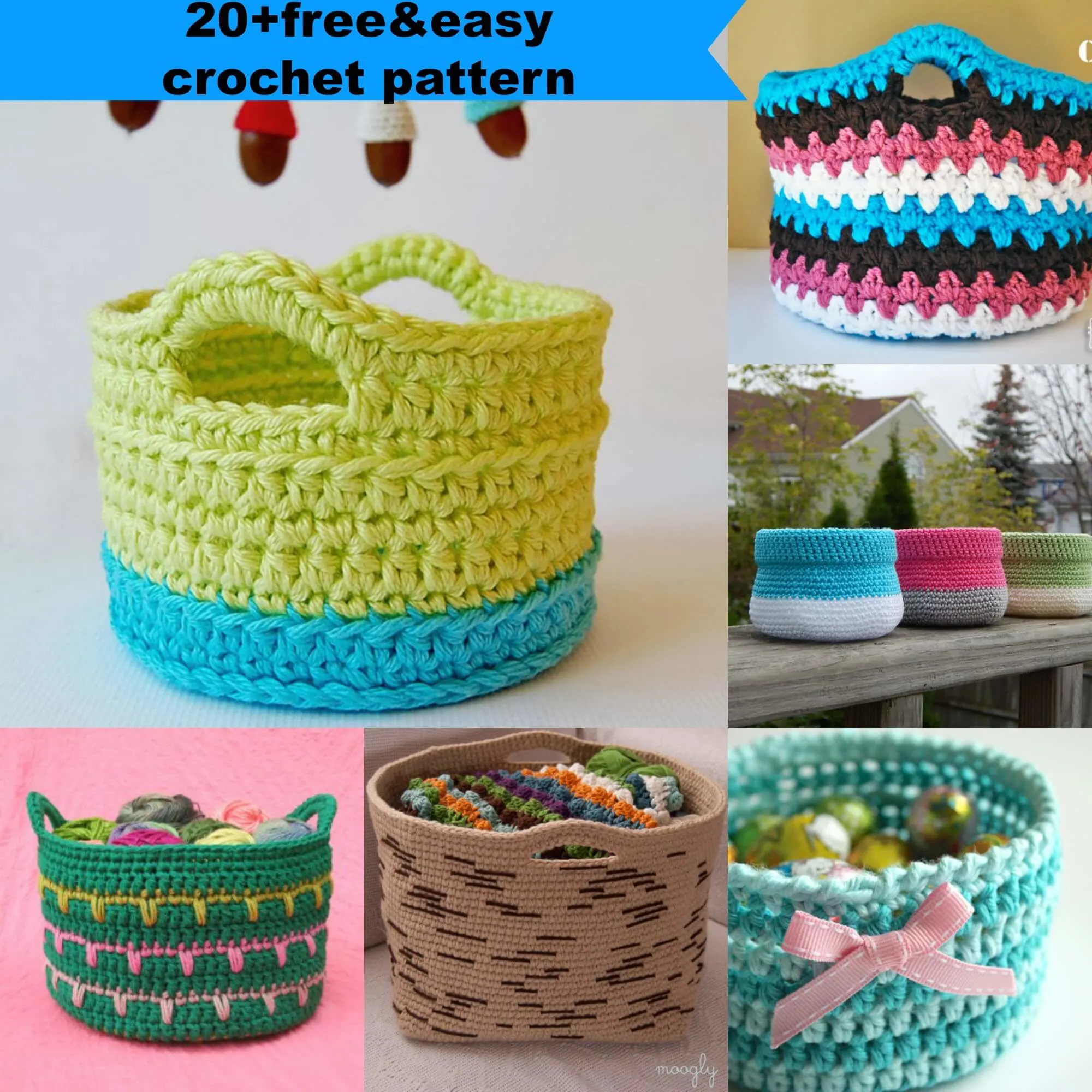 Color Block Crochet Basket Pattern - One Dog Woof