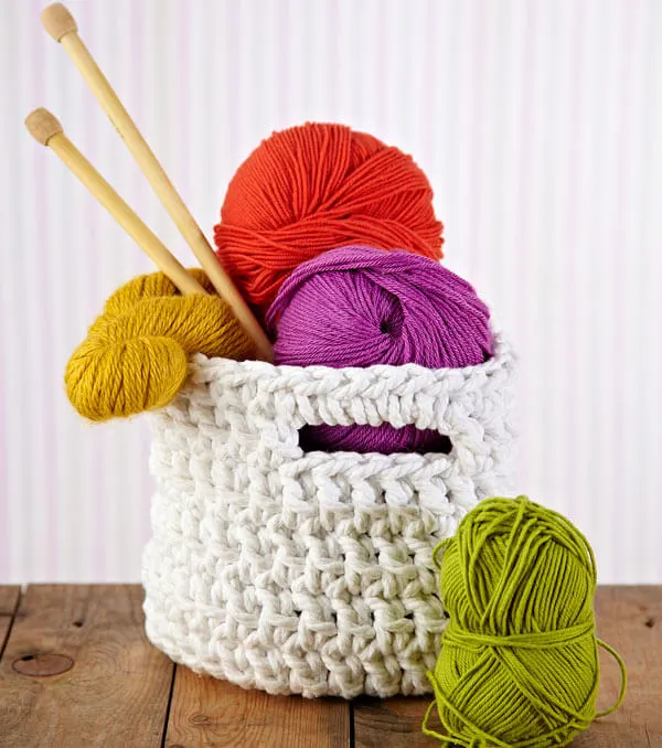 White Crochet Basket Free Pattern