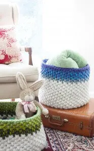 Colorblock Crochet Basket Free Pattern