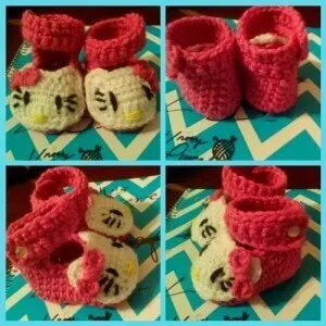 Hello Kitty Crochet Newborn Shoes