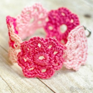 11. crochet flower bracelet free easy tutorial pattern