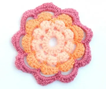 13. 9 petal summer mofit free crochet pattern