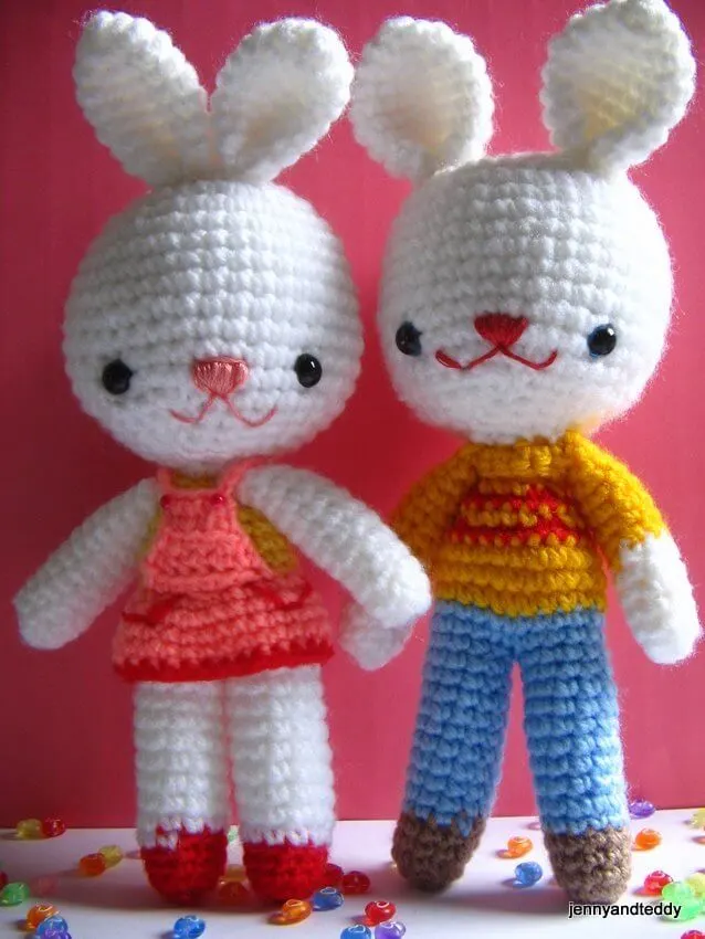 16.boy and girl easter bunny free amigurumi pattern crochet