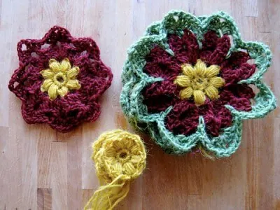 27. crochet octagon flower 8 petal 2layer easy free pattern.
