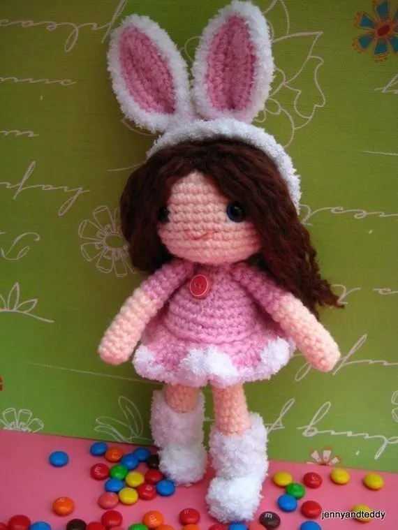 29.bunny easter girl amigurumi free pattern