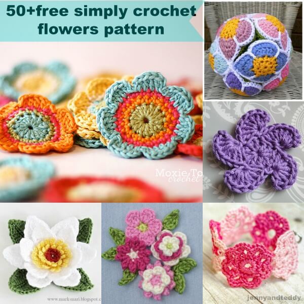 50+free simply crochet flower patterns by jennyandteddy