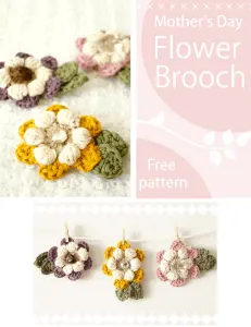 6.easy crochet flower brooch free pattern how to