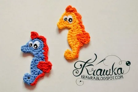 11.cute seahorse ocean creature crochet applique pattern free