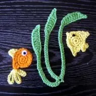 16. fish applique and seaweed crochet