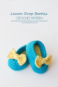 34 bow Lemon Drop Baby Booties Crochet Pattern Small 1