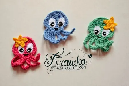 7.easy crochet octopus applique sea creature pattern