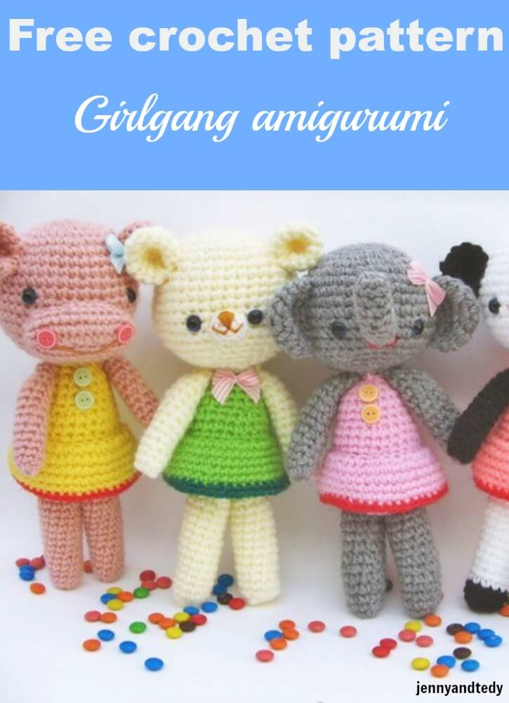 free crochet amigurumi pattern girlgang by jennyandteddy