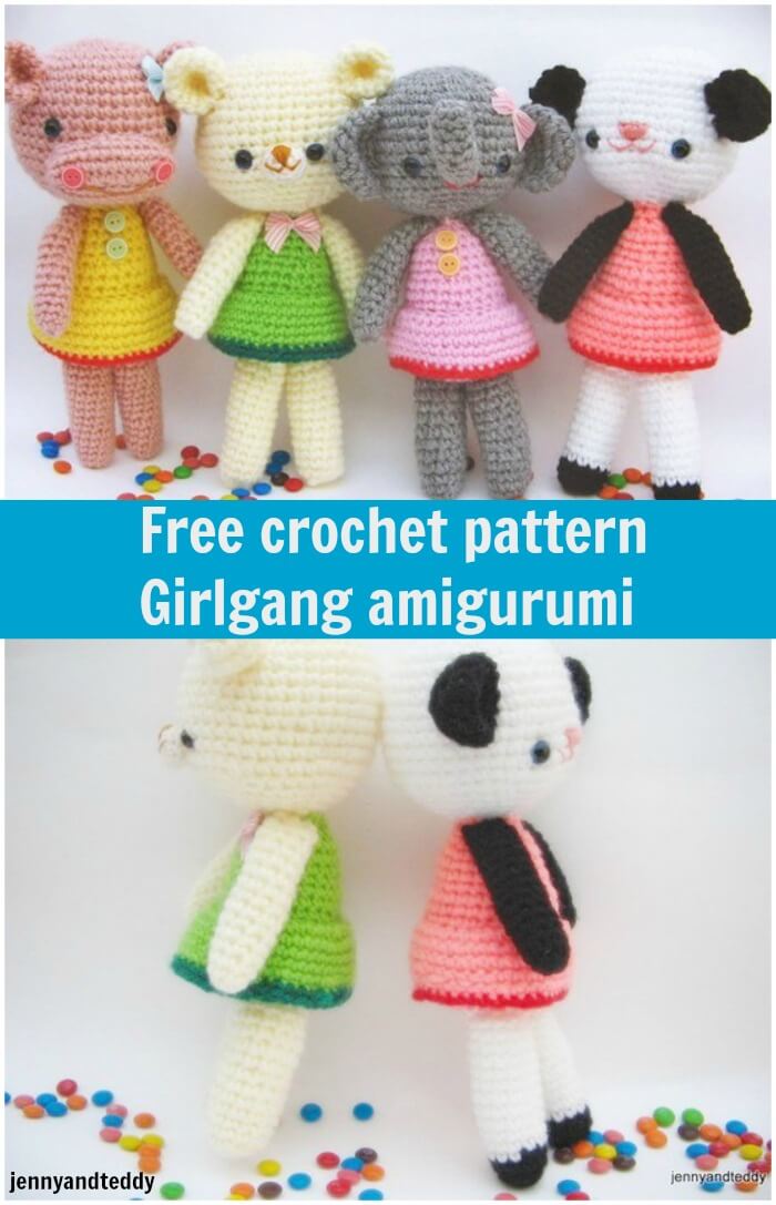 free crochet pattern girlgang amigurumi