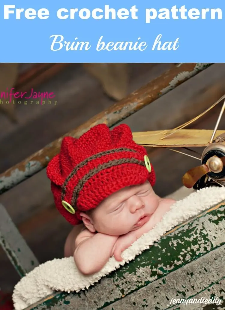 brim beanie crochet hat free pattern by jennyandteddy