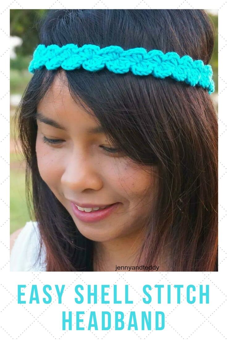 Easy shell stitch crochet headband free pattern