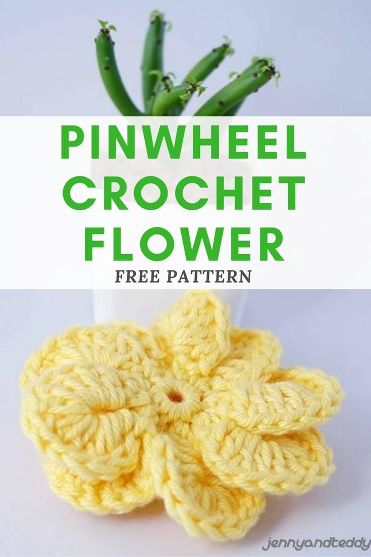 Pinwheel crochet flower free pattern