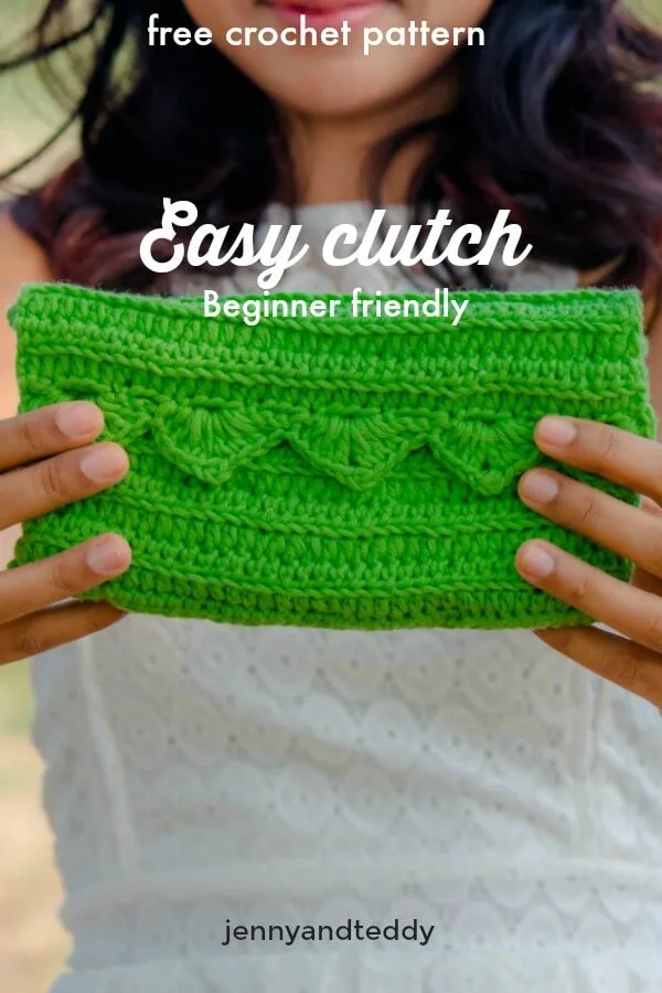 free crochet pattern easy clutch purse ribbed stitch beginner friendly