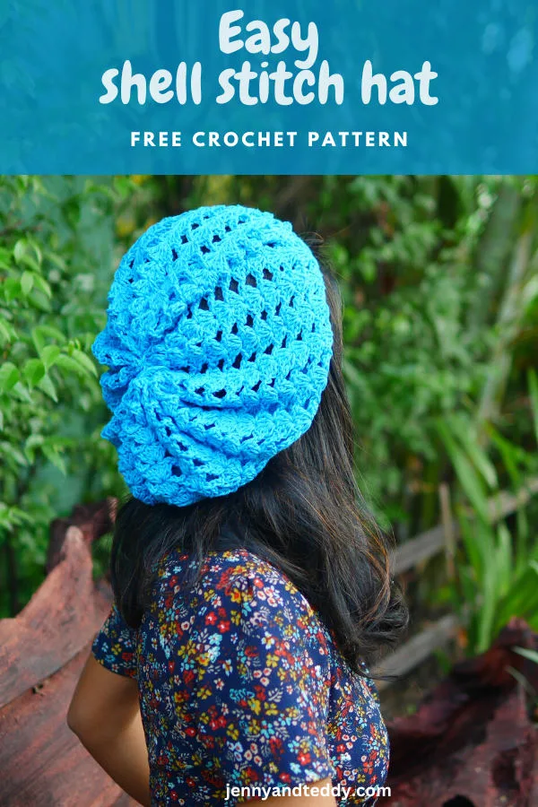 Shell stitch crochet beanie hat free pattern. Jenny Teddy